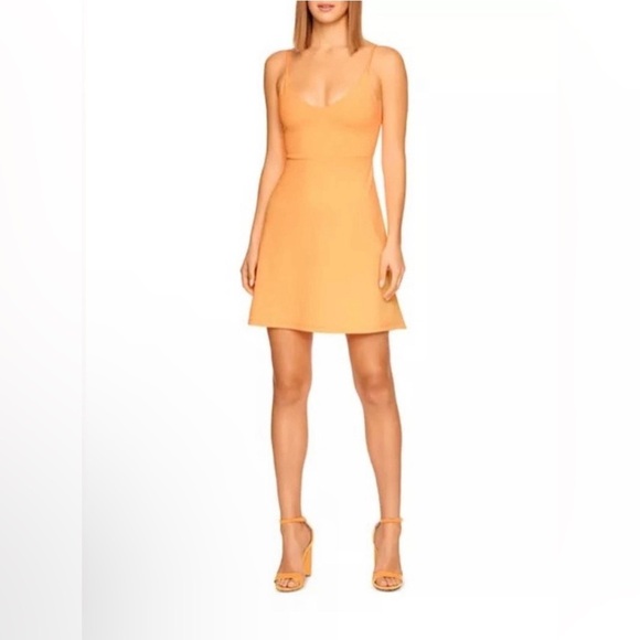 Susana Monaco Dresses & Skirts - NWT SUSANA MONACO V-Neck A-Line Mini Dress in Electric Orange Neon Size M​